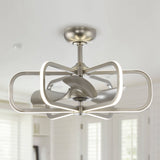 29 in. LED Indoor Satin Nickel Downrod Mount Chandelier Ceiling Fan with Light and Remote Control - 29.5" D x 18" H