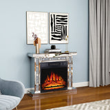 29.13'' W Modern Electric Fireplace with Mirrored Mantel