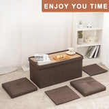 29.4 in. Wide Brown Retangle Fabric Foldable Storage Ottoman