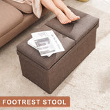 29.4 in. Wide Brown Retangle Fabric Foldable Storage Ottoman