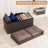 29.4 in. Wide Brown Retangle Fabric Foldable Storage Ottoman