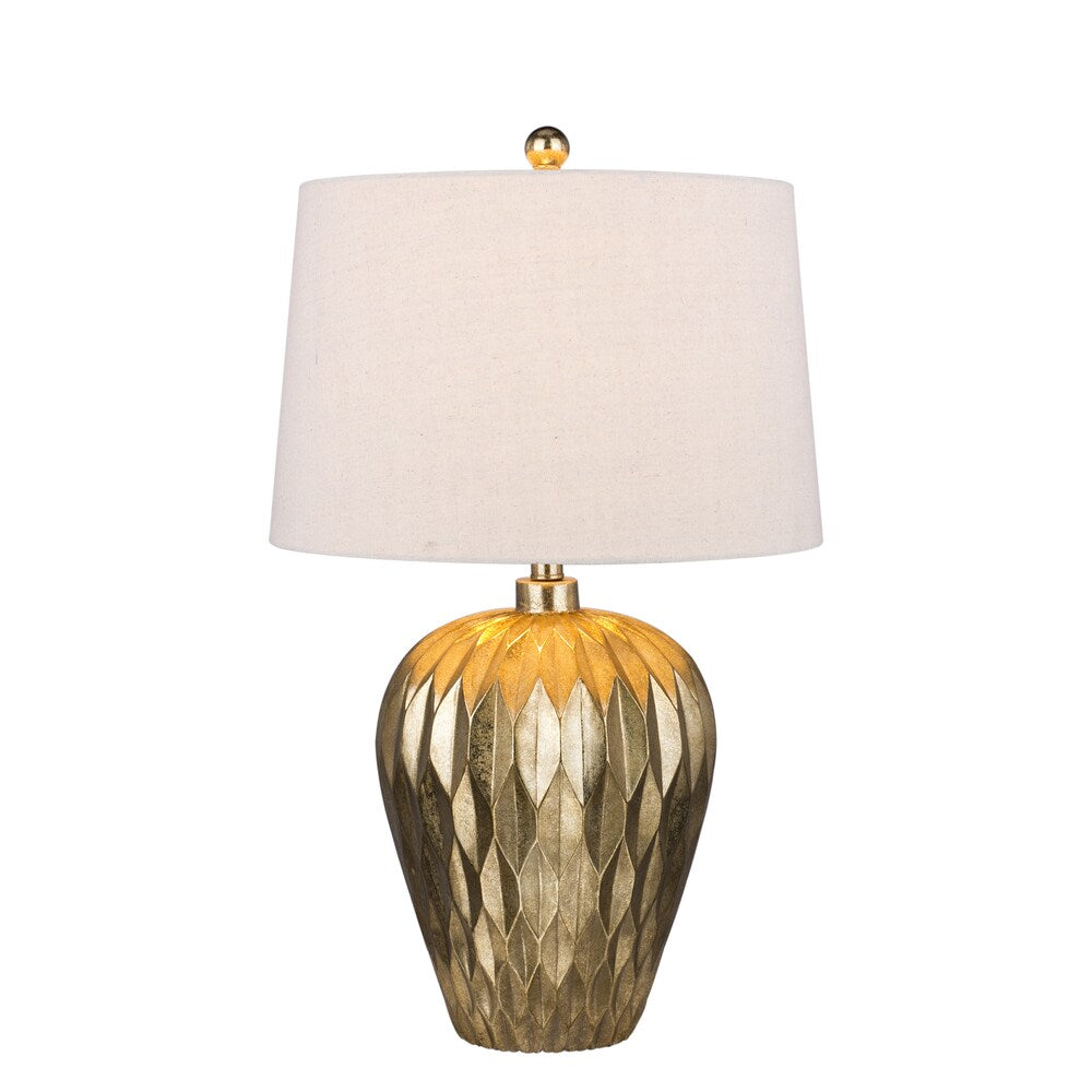 29.5-inch Gold Resin Table Lamp with Paper Lantern Fold Effect