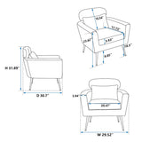 29.5"W Modern Accent Chair Armchair Upholstered Reading Chair Leisure Club Chair with Gold Metal Leg and Throw Pillow
