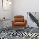 29.5"W Modern Accent Chair Armchair Upholstered Reading Chair Leisure Club Chair with Gold Metal Leg and Throw Pillow