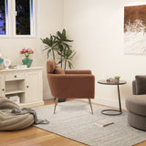 29.5"W Modern Accent Chair Armchair Upholstered Reading Chair Leisure Club Chair with Gold Metal Leg and Throw Pillow