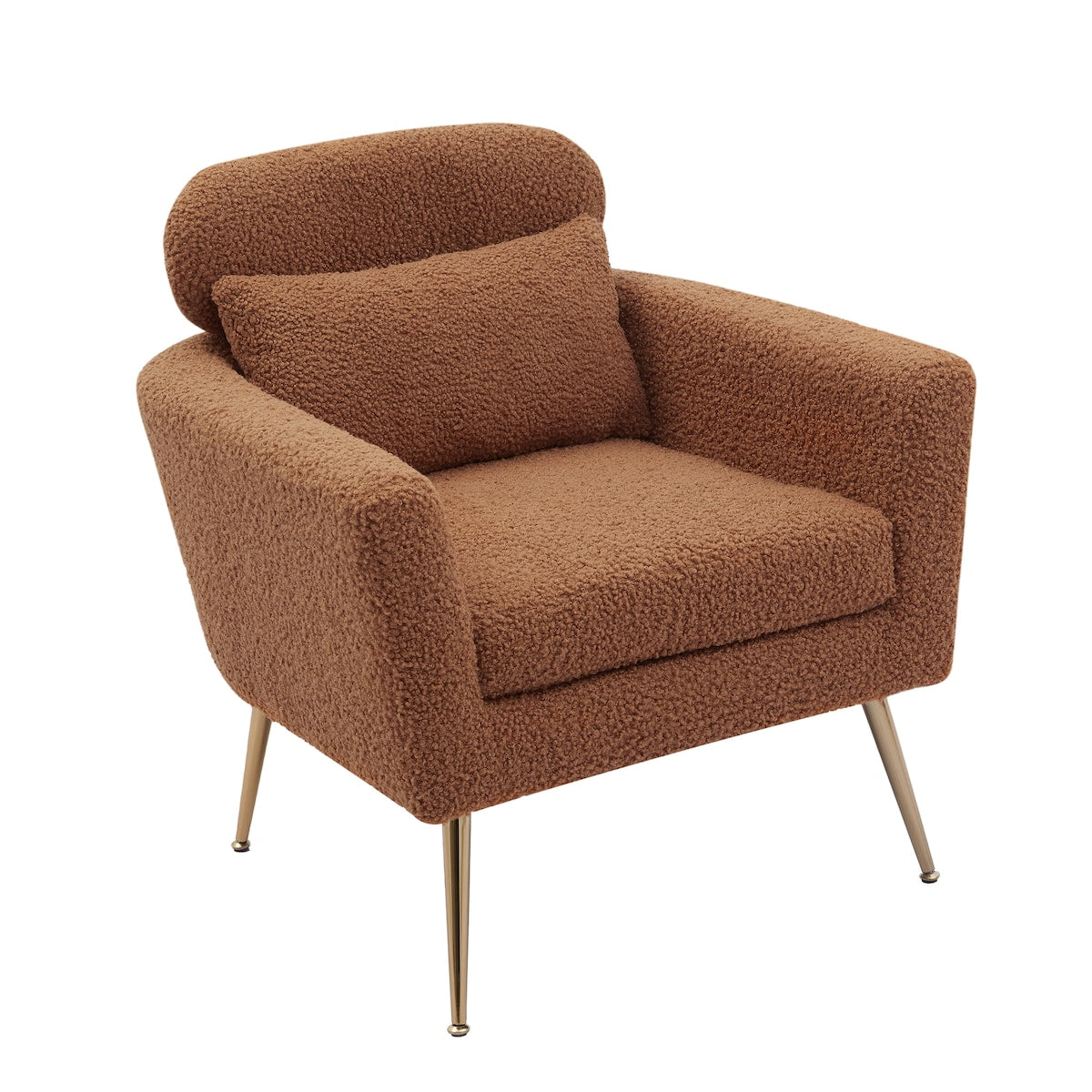 29.5"W Modern Accent Chair Armchair Upholstered Reading Chair Leisure Club Chair with Gold Metal Leg and Throw Pillow