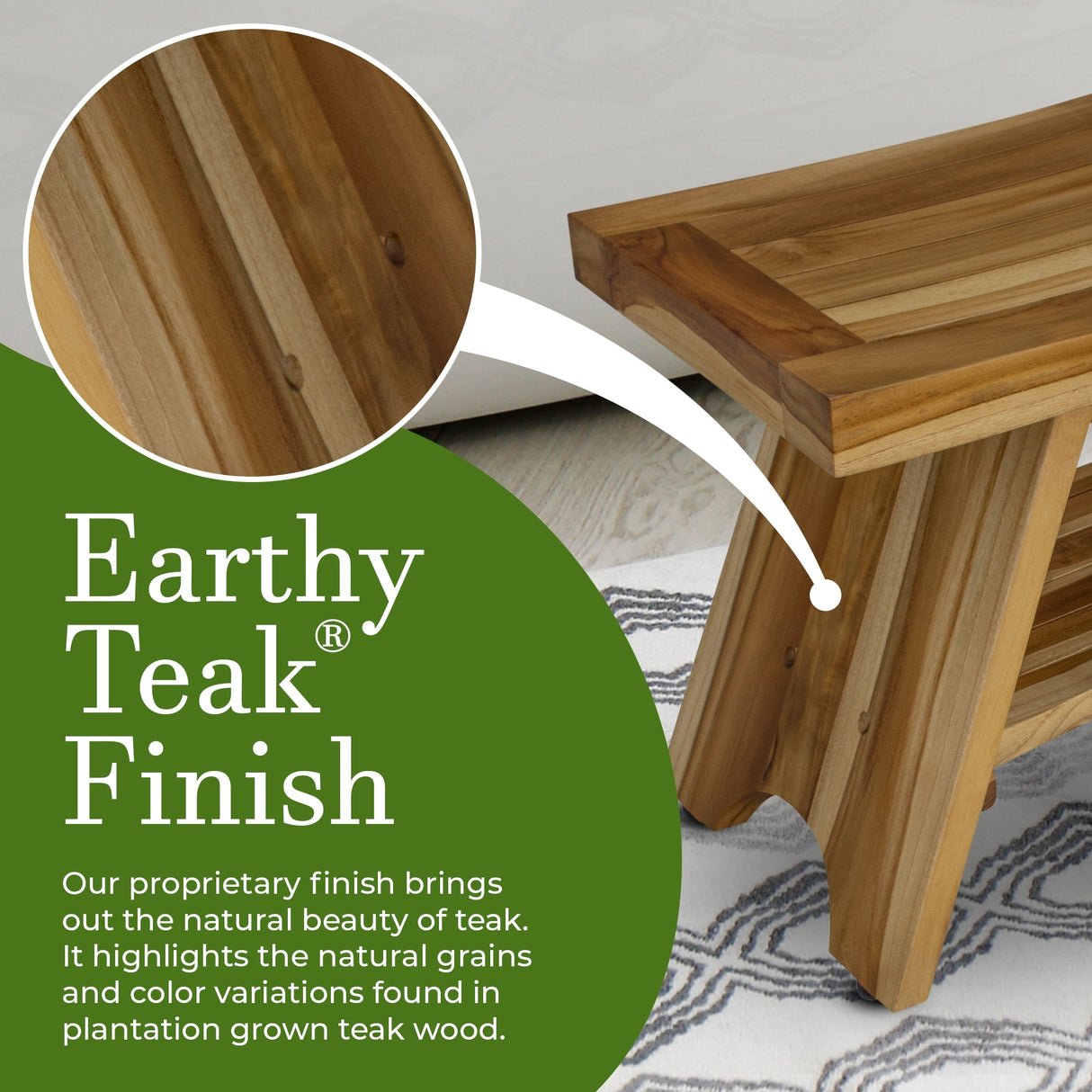 EcoDecors 30-inch, Teak Shower Bench, Teak Bench for Shower, Teak Bench, Shower Teak Bench, Teak Wood Shower, Teak Shower Stool