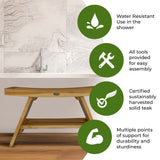 EcoDecors 30-inch, Teak Shower Bench, Teak Bench for Shower, Teak Bench, Shower Teak Bench, Teak Wood Shower, Teak Shower Stool