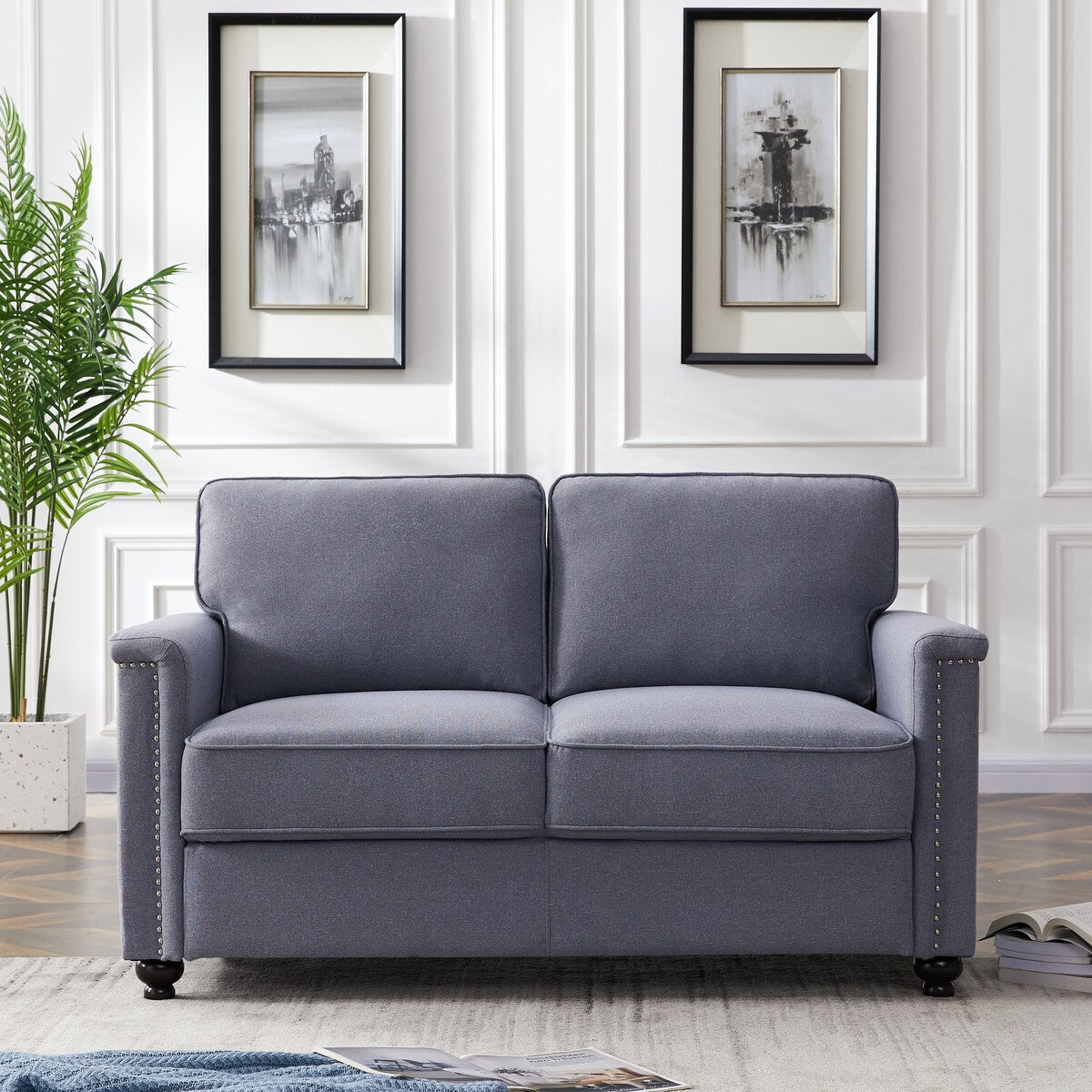 2-seat grey sofa