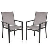 2PC Patio Dining Chairs, Metal Frame with Textilene Fabrics