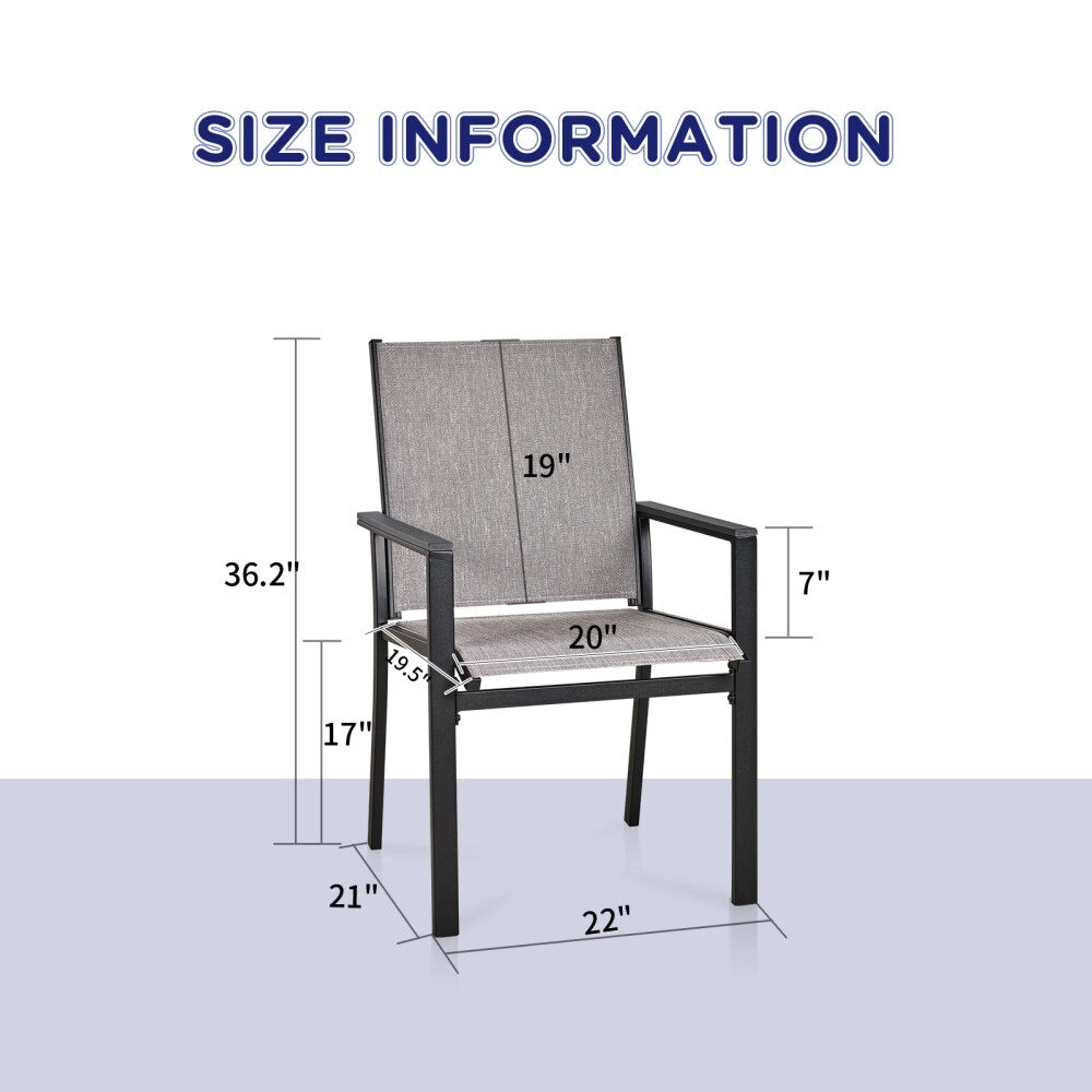 2PC Patio Dining Chairs, Metal Frame with Textilene Fabrics