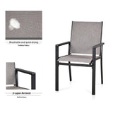 2PC Patio Dining Chairs, Metal Frame with Textilene Fabrics