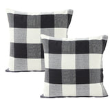 2Pcs Plaid Square Cushion Pillow Case Black 20" x 20"
