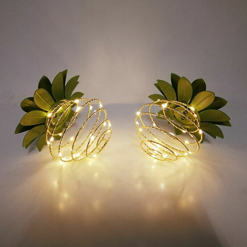2Pcs Solar LED Pineapple Garden Hanging Lanterns