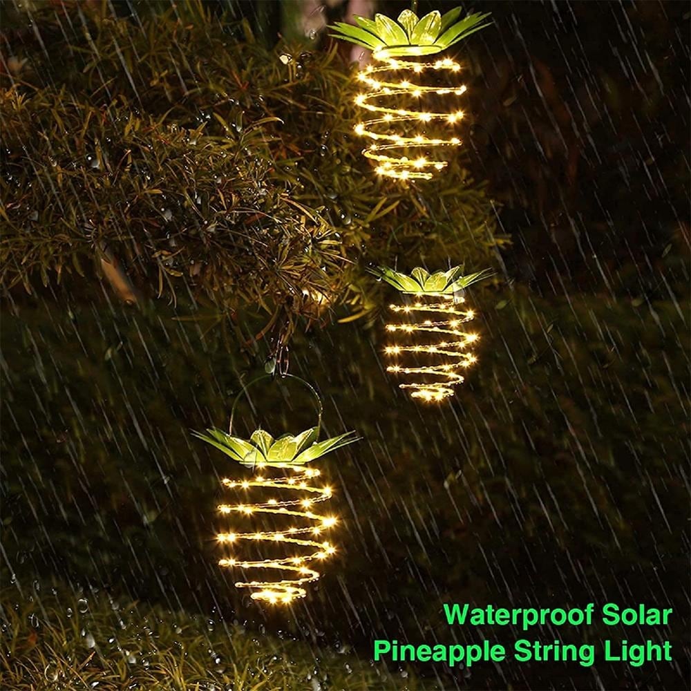 2Pcs Solar LED Pineapple Garden Hanging Lanterns