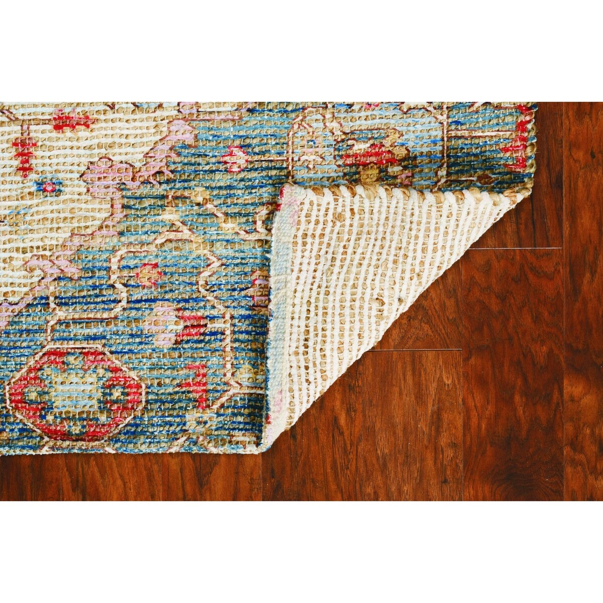 HomeRoots 2' X 4' Blue and Beige Medallion Hand Woven Distressed Area Rug - 2' x 3' Oval