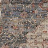 HomeRoots 2' X 4' Blue and Beige Medallion Hand Woven Distressed Area Rug - 2' x 3' Oval