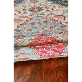 HomeRoots 2' X 4' Blue and Beige Medallion Hand Woven Distressed Area Rug - 2' x 3' Oval