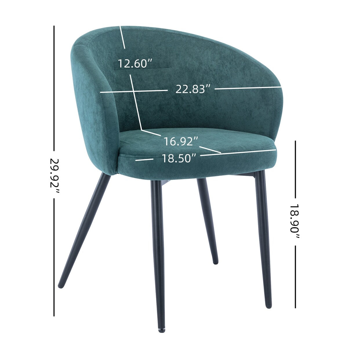 2pc Dining Chair Upholstered velvet Chair Side Chair Metal Leg Green