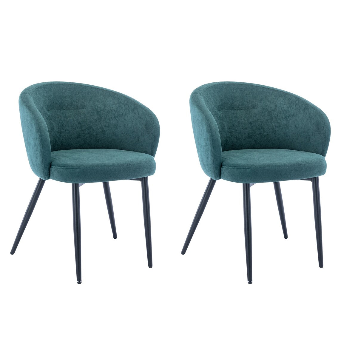 2pc Dining Chair Upholstered velvet Chair Side Chair Metal Leg Green