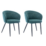 2pc Dining Chair Upholstered velvet Chair Side Chair Metal Leg Green