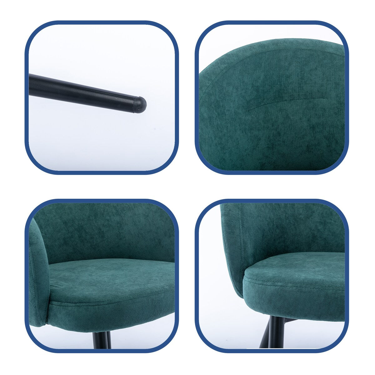 2pc Dining Chair Upholstered velvet Chair Side Chair Metal Leg Green