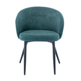 2pc Dining Chair Upholstered velvet Chair Side Chair Metal Leg Green