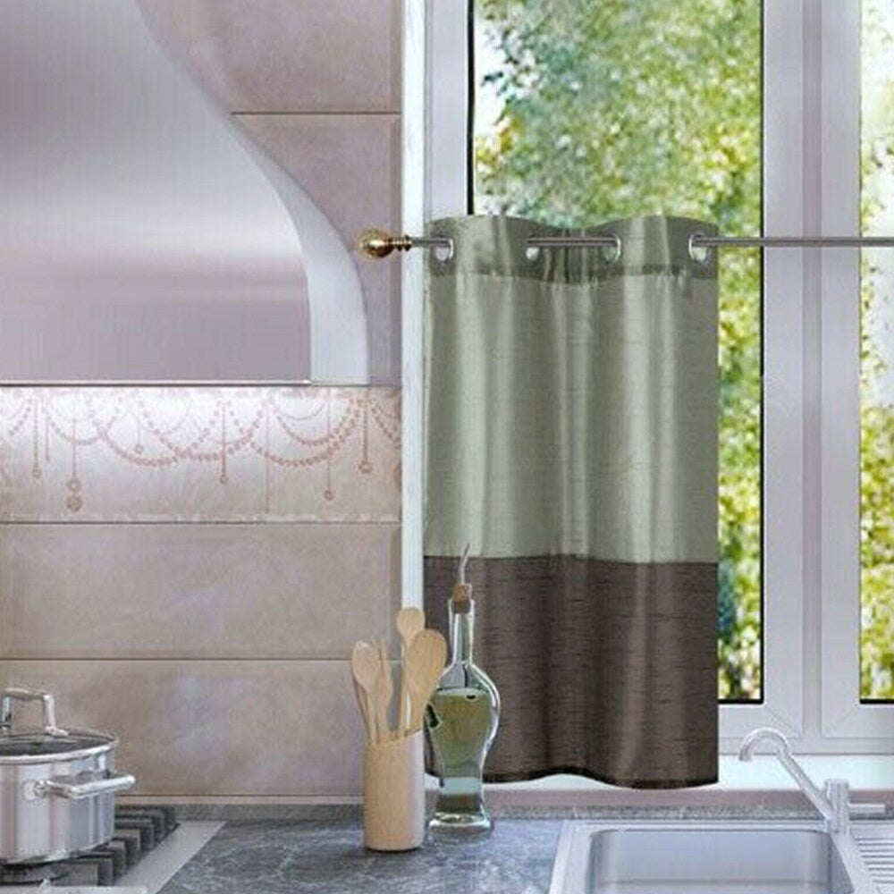2pc Short Kitchen Set 2-Tone Window Grommet 30" x 36" Sage Brown - 30" x 36" - 30" x 36"