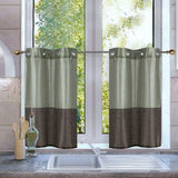 2pc Short Kitchen Set 2-Tone Window Grommet 30" x 36" Sage Brown - 30" x 36" - 30" x 36"