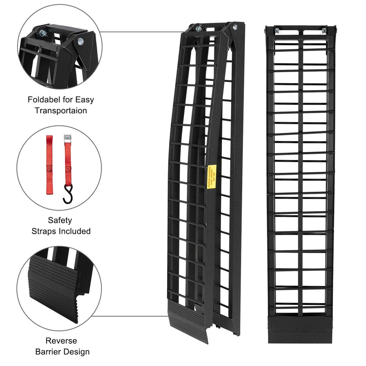 2pcs 9ft Aluminum Folding ATV Loading Ramp Black Pair Truck Trailer 1200 lbs - 2PCS 9FT RAMP