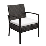 2pcs Arm Chairs 1pc Coffee Table Rattan Sofa Set Brown Gradient
