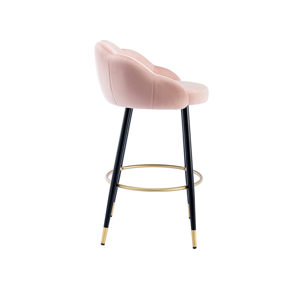 2pcs Velvet Upholstery Bar Stools with Back and Footrest