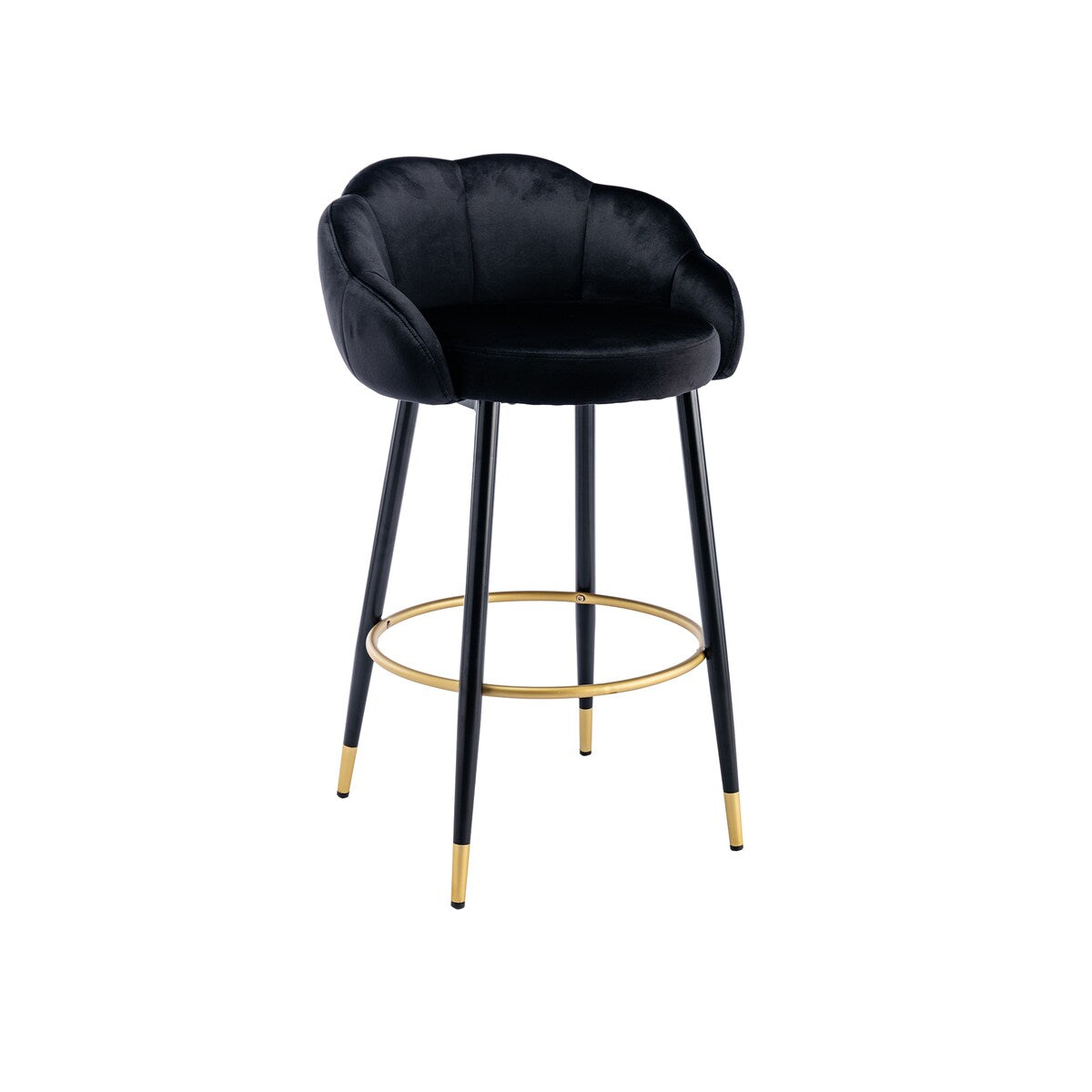 2pcs Velvet Upholstery Bar Stools with Back and Footrest