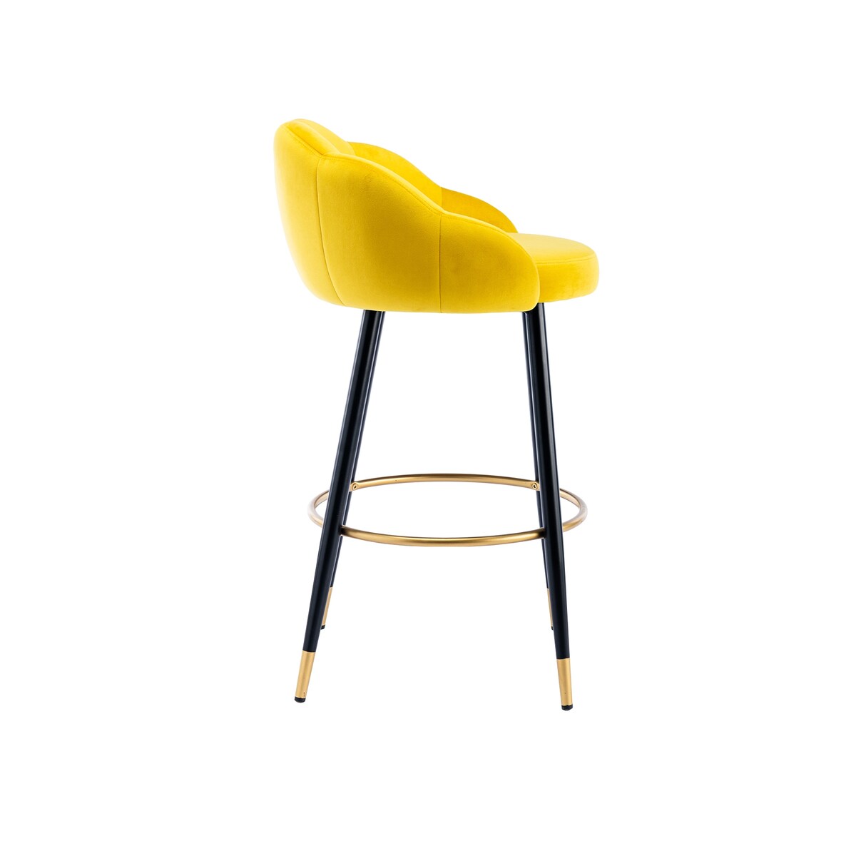 2pcs Velvet Upholstery Bar Stools with Back and Footrest