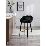 2pcs Velvet Upholstery Bar Stools with Back and Footrest