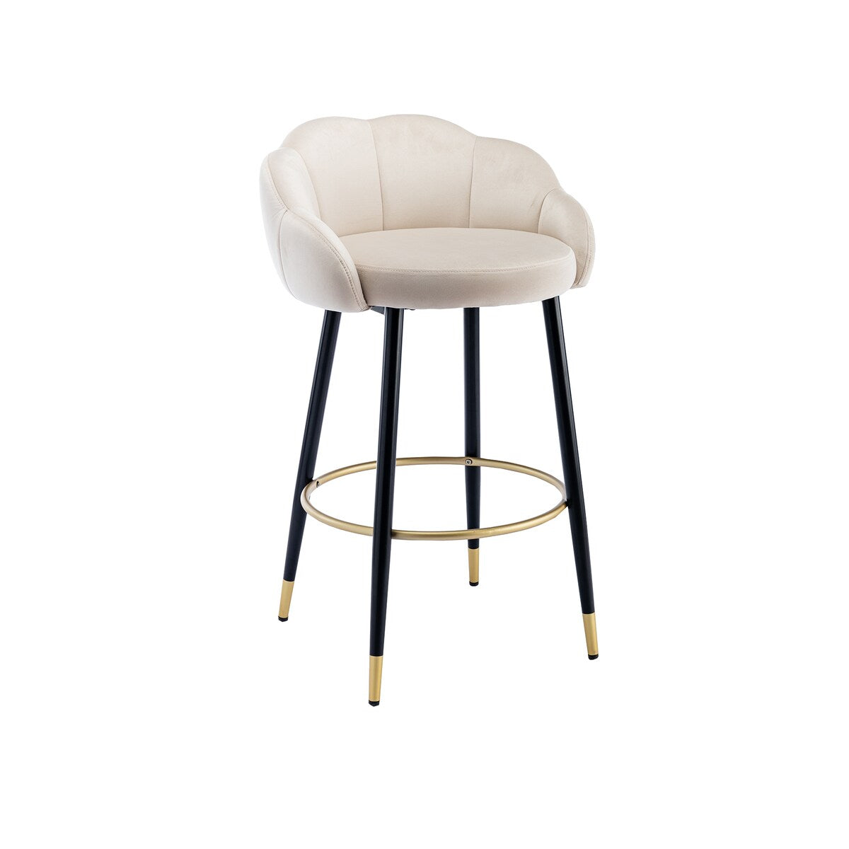 2pcs Velvet Upholstery Bar Stools with Back and Footrest