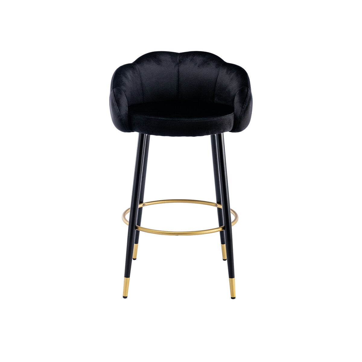 2pcs Velvet Upholstery Bar Stools with Back and Footrest