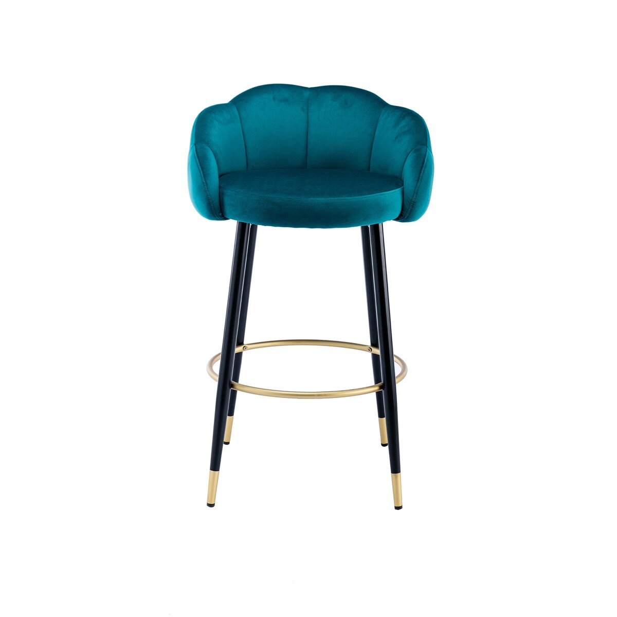 2pcs Velvet Upholstery Bar Stools with Back and Footrest