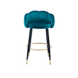 2pcs Velvet Upholstery Bar Stools with Back and Footrest