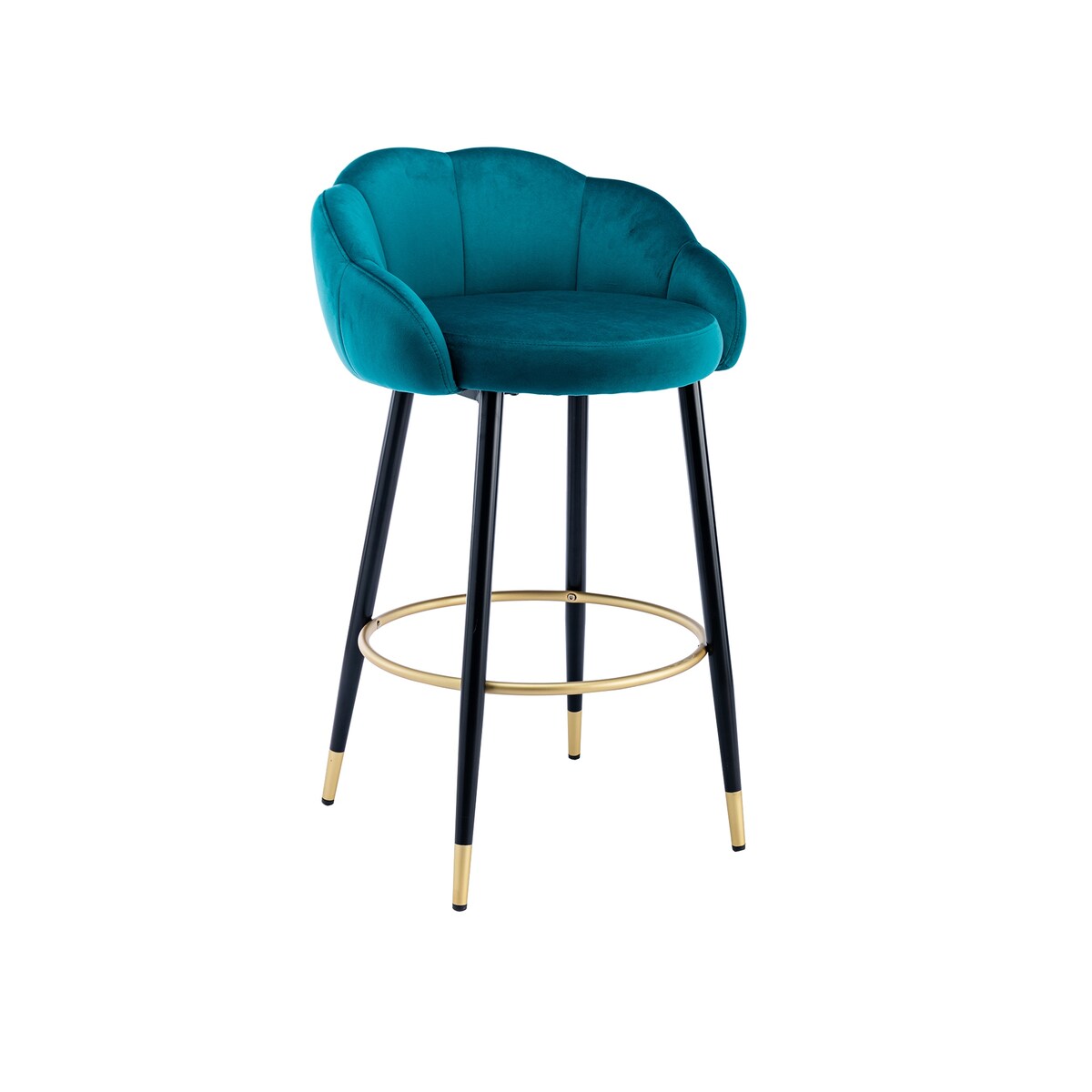 2pcs Velvet Upholstery Bar Stools with Back and Footrest