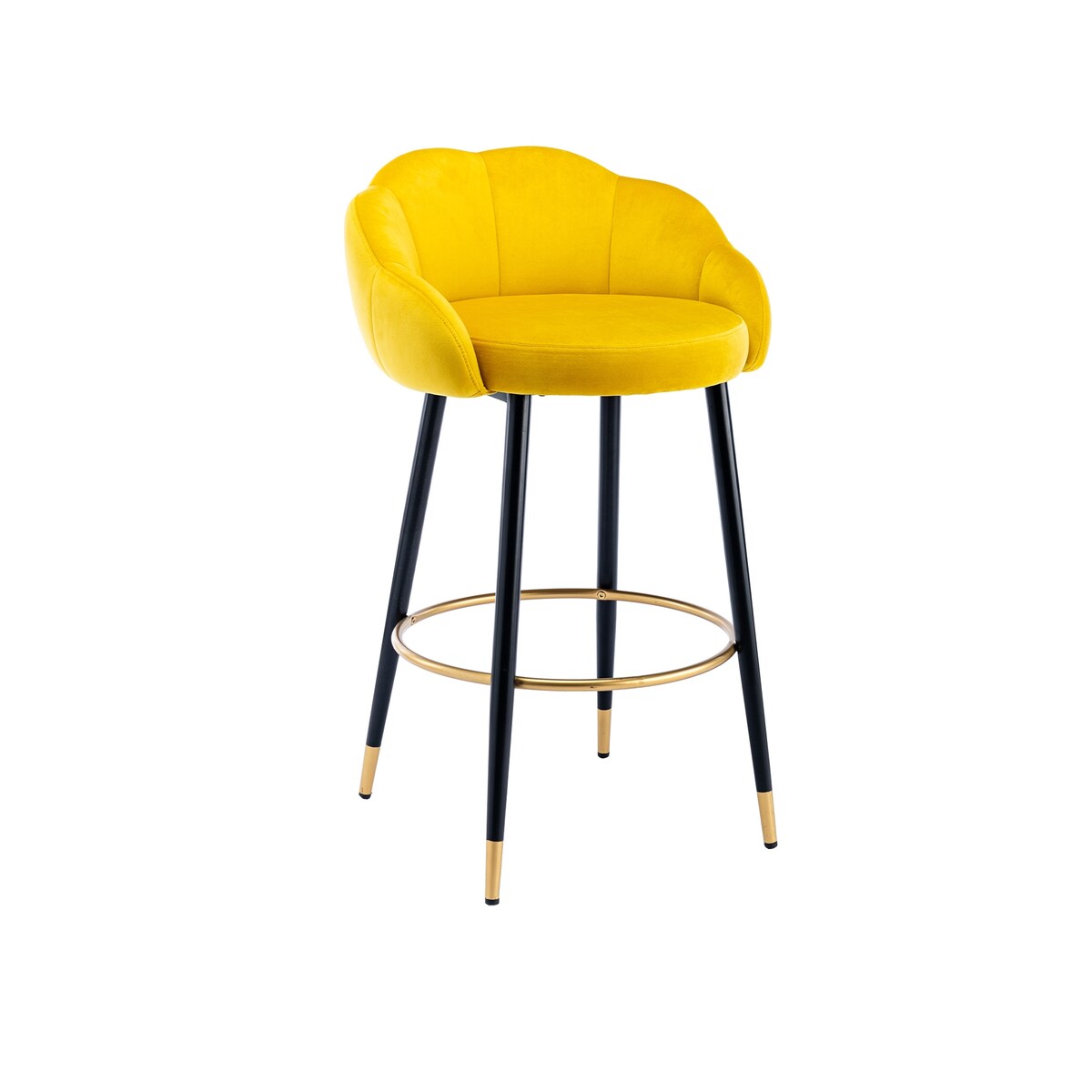 2pcs Velvet Upholstery Bar Stools with Back and Footrest