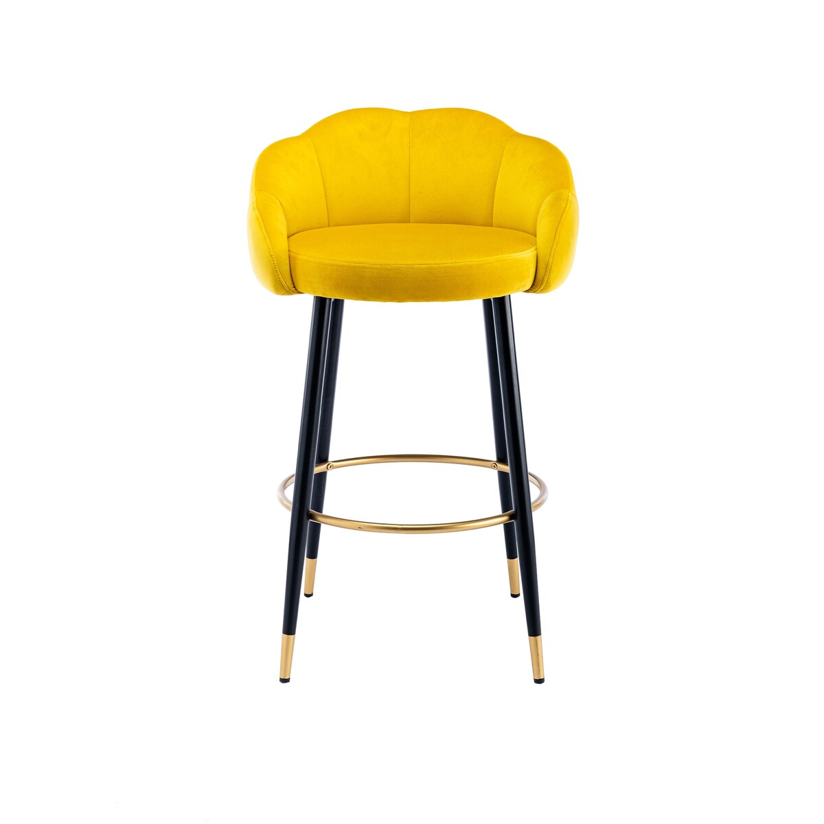 2pcs Velvet Upholstery Bar Stools with Back and Footrest