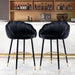 2pcs Velvet Upholstery Bar Stools with Back and Footrest