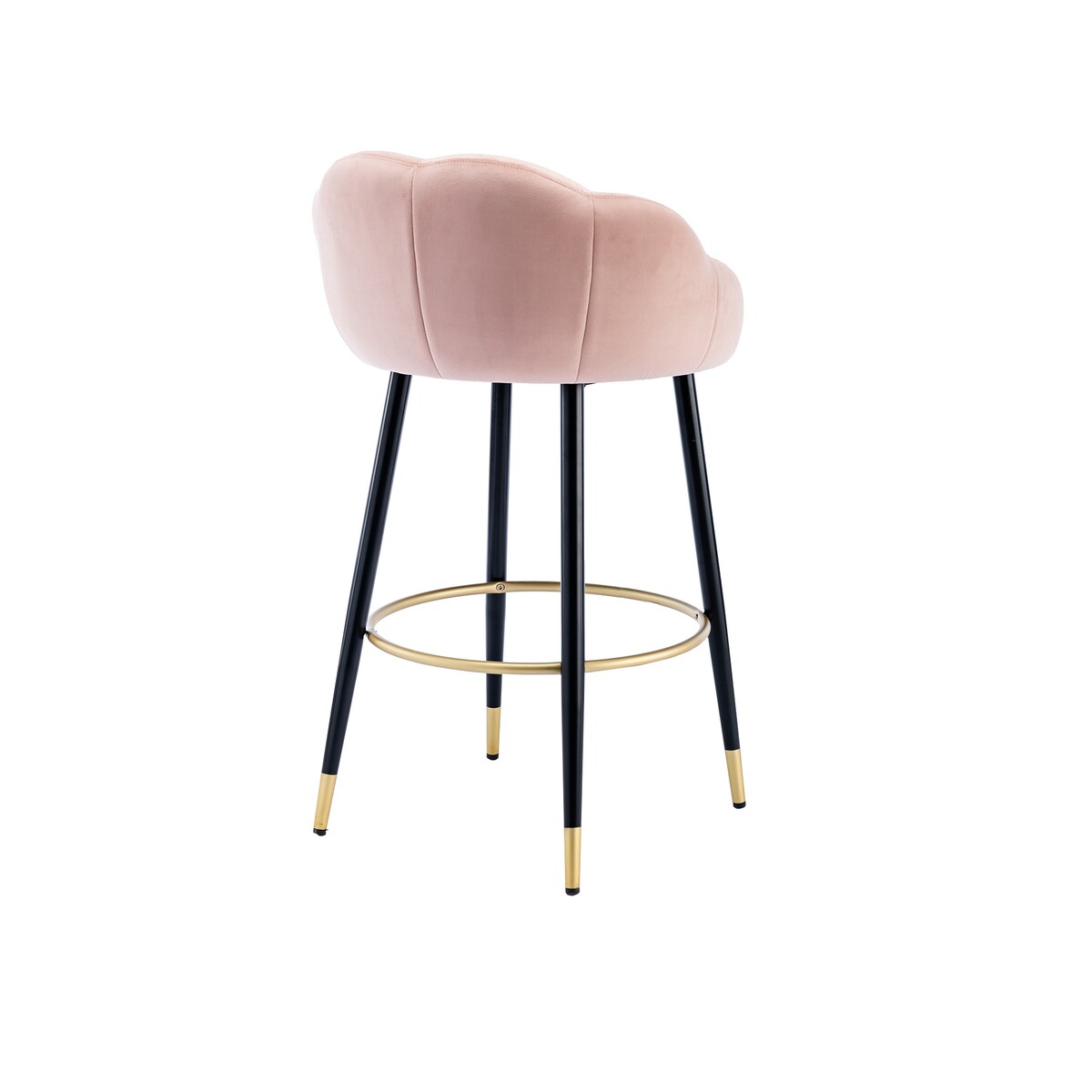2pcs Velvet Upholstery Bar Stools with Back and Footrest