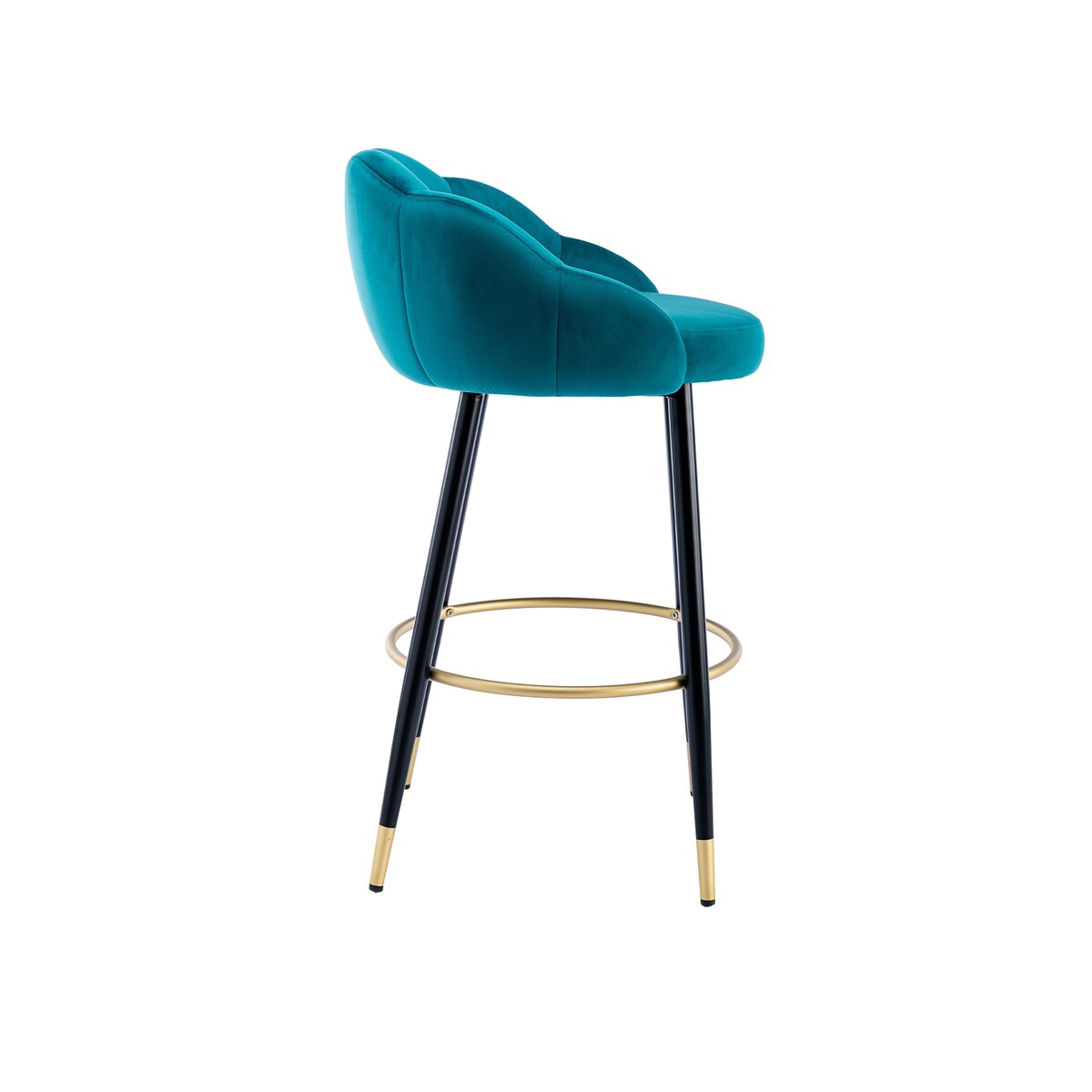 2pcs Velvet Upholstery Bar Stools with Back and Footrest