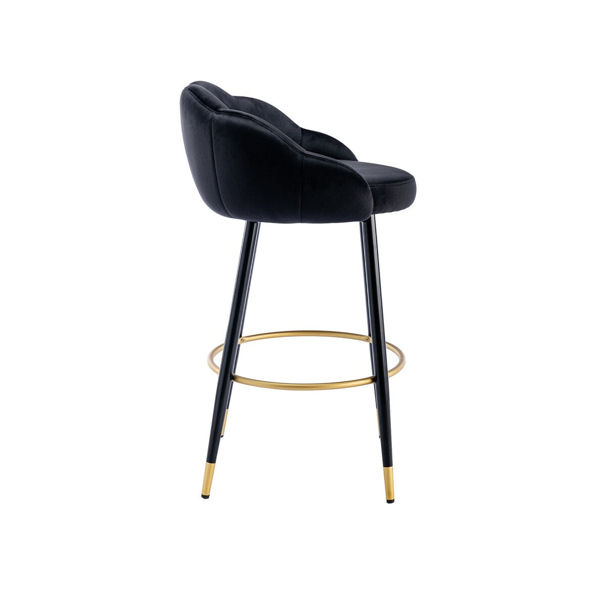 2pcs Velvet Upholstery Bar Stools with Back and Footrest