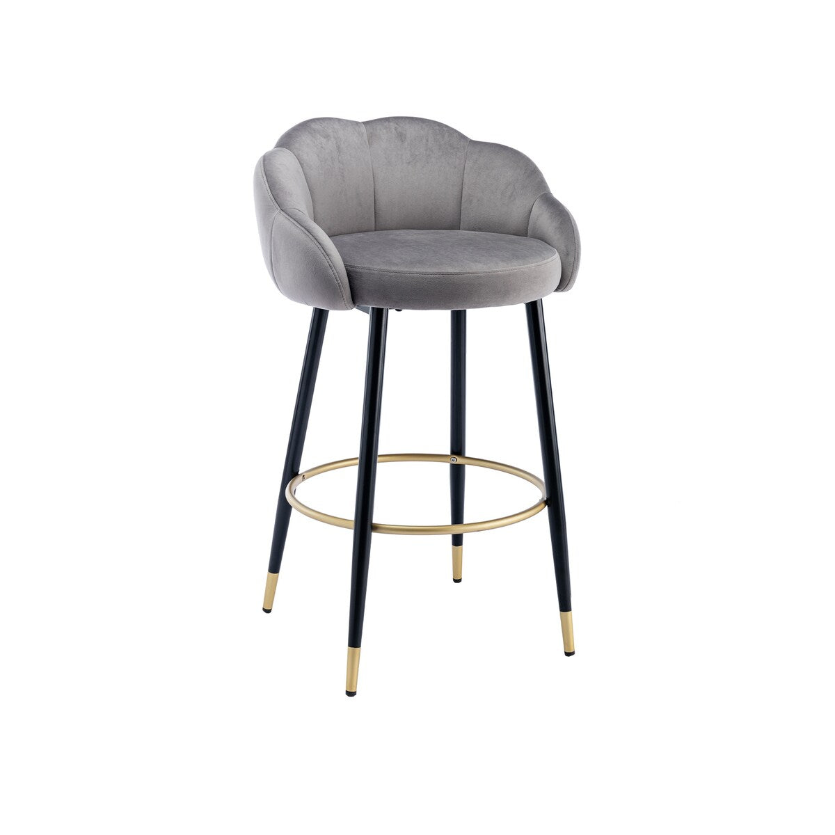 2pcs Velvet Upholstery Bar Stools with Back and Footrest