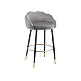 2pcs Velvet Upholstery Bar Stools with Back and Footrest