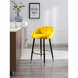2pcs Velvet Upholstery Bar Stools with Back and Footrest