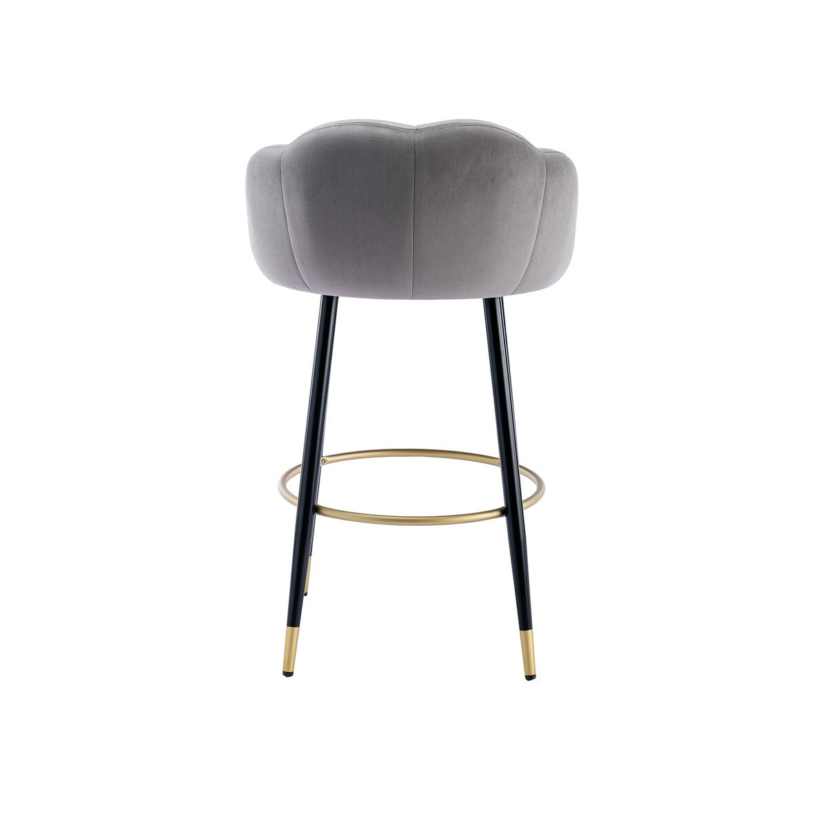 2pcs Velvet Upholstery Bar Stools with Back and Footrest